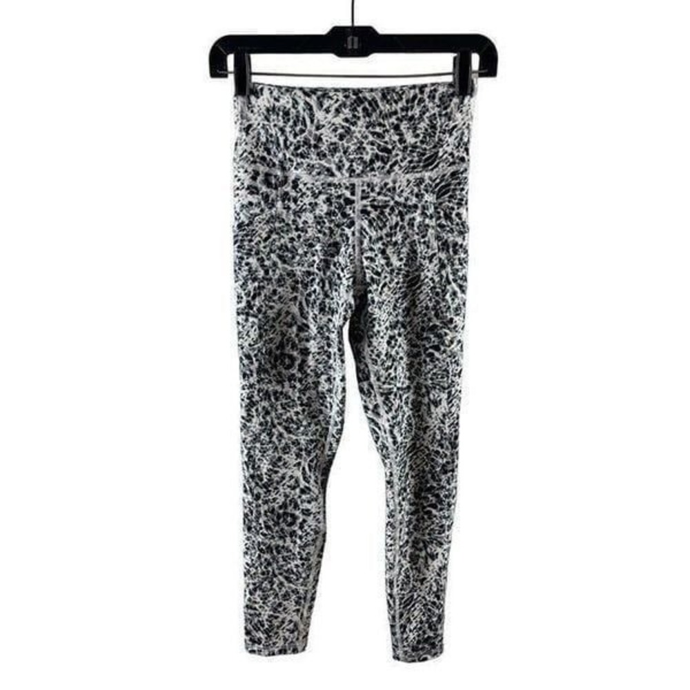 Balance Collection High Rise Small Women Leggings Black White Abstract Pocket